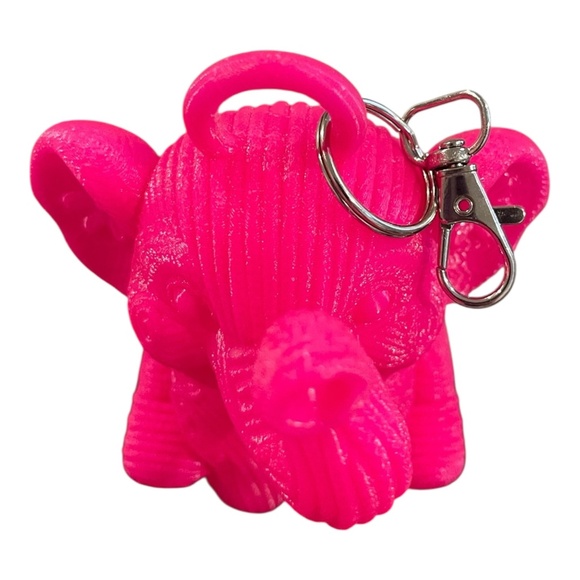 Large 3D Pink Elephant Bag Charm Keychain - Handcrafted - Picture 3 of 7